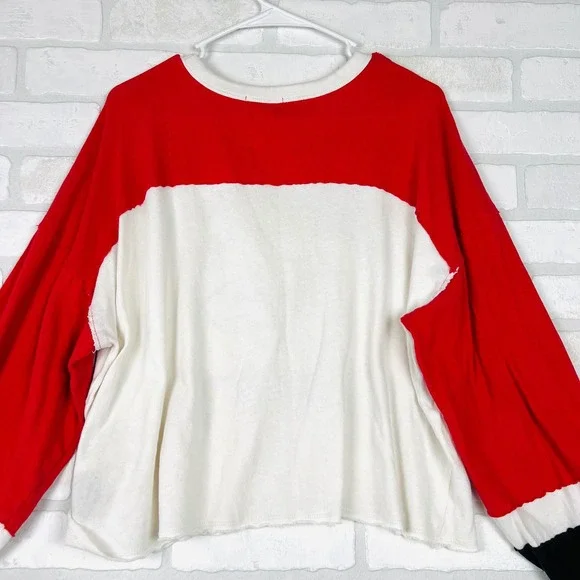 47 Brand Kansas City Chiefs Cropped Long Sleeve Colorblock Shirt Red White XL - Picture 7 of 16